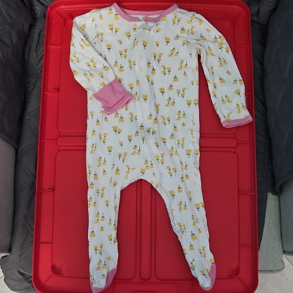 Cloud Island Pink and White Footies with Long Sleeves